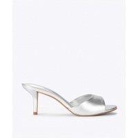 Steve Madden Kendrix Leather Stiletto Heel Mules Silver