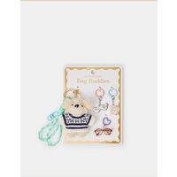ACCESSORIZE 3 Pack Snuggle Pup Bag Charm Keyring Cream