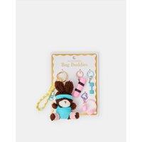 ACCESSORIZE 3 Pack Gym Bunny Bag Charm Keyring Brown