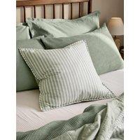 YARD Hebden Striped Cotton Cushion Dark Green Mix
