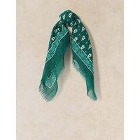 White Stuff Pure Wool Square Scarf Green Mix