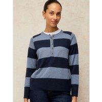 White Stuff Sienna Cotton Rich Henley Jumper Blue Mix