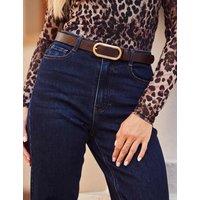 SOSANDAR Faux Leather Animal Effect Buckle Belt Chocolate