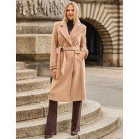 SOSANDAR Wool Blend Belted Tailored Coat Taupe