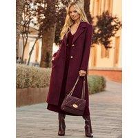 SOSANDAR Wool Blend Longline Tailored Coat Burgundy
