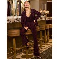 SOSANDAR Diamante Flared Trousers Plum