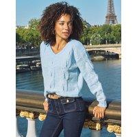 SOSANDAR Cable Knit V Neck Relaxed Jumper Pale Blue