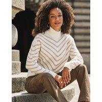 SOSANDAR Striped Roll Neck Relaxed Jumper Cream Mix