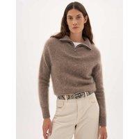 HUSH Pure Wool Brushed Collared Jumper Light Brown