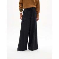 HUSH Textured Check Wide Leg Trousers Black