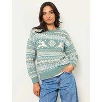 FatFace Fair Isle Crew Neck Jumper Teal Mix