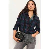 FatFace Cotton Rich Checked Collared Shirt Navy Mix