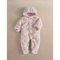 Mamas & Papas Faux Fur Bow Hooded Pramsuit Pink