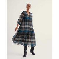 Seasalt Cornwall Lined Organza Tiered Midi Dress Black Mix