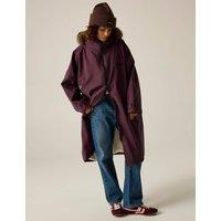 Regatta Leopard Print Padded Hooded Changing Robe Dark Purple