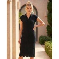 Roman Textured Zig Zag V Neck Midi Dress Black
