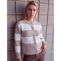 Roman Striped Button Front Cardigan Beige