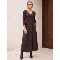 Roman Speckled Print Ruched Midi Dress Chocolate