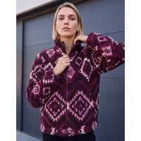 Roman Aztec Print Zip Fleece Jacket Burgundy