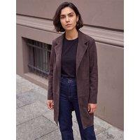 Roman Suedette Revere Collar Longline Jacket Chocolate