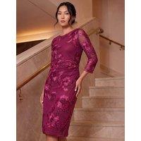 Roman Mesh Pleated Midi Dress Burgundy