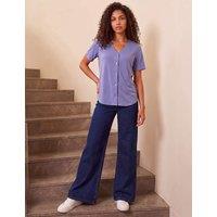 Roman Petite V-Neck Button Blouse Pale Blue