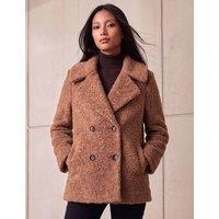 Roman Petite Double Breasted Boucle Coat Tan