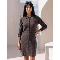 Roman Petite Collared Button Through Knit Shift Dress Chocolate