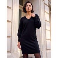 Roman V Neck Blouson Sleeve Knee Length Jumper Dress Black