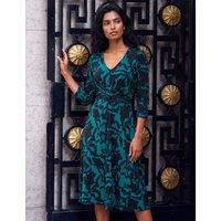 Roman Floral Print V Neck Wrap Midi Dress Teal