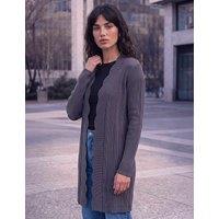 Roman Ribbed Scallop Edge Cardigan Dark Grey