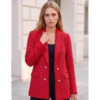 Roman Checked Fringed Revere Collar Jacket Burgundy