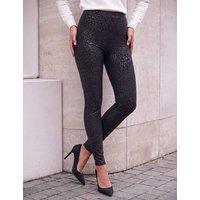 Roman Leopard Print Coated Trousers Black