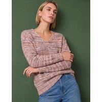 Roman Shimmer V Neck Knitted Jumper Light Pink