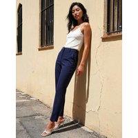 Roman Slim Fit Cropped Trousers Navy