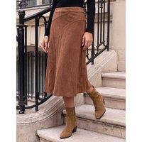 Roman Suede A-Line Panel Skirt Tan