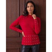Roman Studded Peplum Knit Top Red
