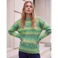 Roman Space Dyed Striped Crew Neck Jumper Green