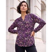 Roman Abstract Print V Neck Stretch Shirt Purple