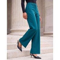 Roman Wide Leg Trousers with Stretch Teal