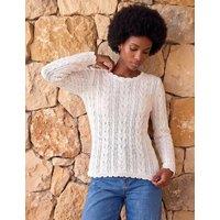 Roman Cable Knit Scallop Edge Jumper Ivory