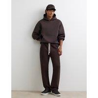 River Island Cotton Blend Oversized Neoprene Hoodie Dark Brown