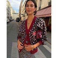 Never Fully Dressed Animal Print V-Neck Relaxed Cardigan Brown Mix