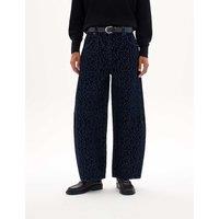 HUSH Printed Pure Cotton Barrel Leg Cropped Jeans Indigo Mix