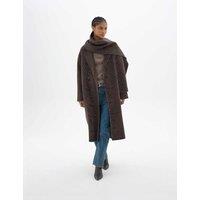 HUSH Pure Wool Leopard Print Overcoat Brown Mix