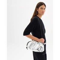 HUSH Metallic Drawstring Shoulder Bag Silver