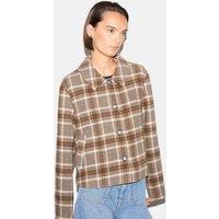 Jigsaw Wool Rich Checked Double Faced Coat Brown Mix