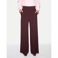 Jigsaw Crepe Wide Leg Trousers Burgundy