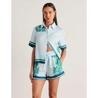 Jag Printed Shirt with Linen Navy