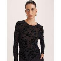 SABA Floral Round Neck Blouse Black